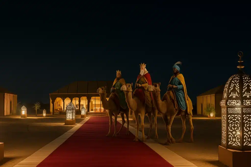 Reyes magos en el desierto de Marruecos